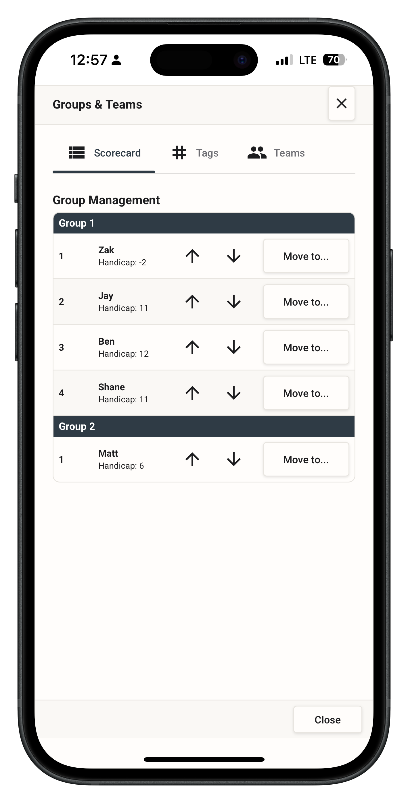 Edit Groups & Pairings
